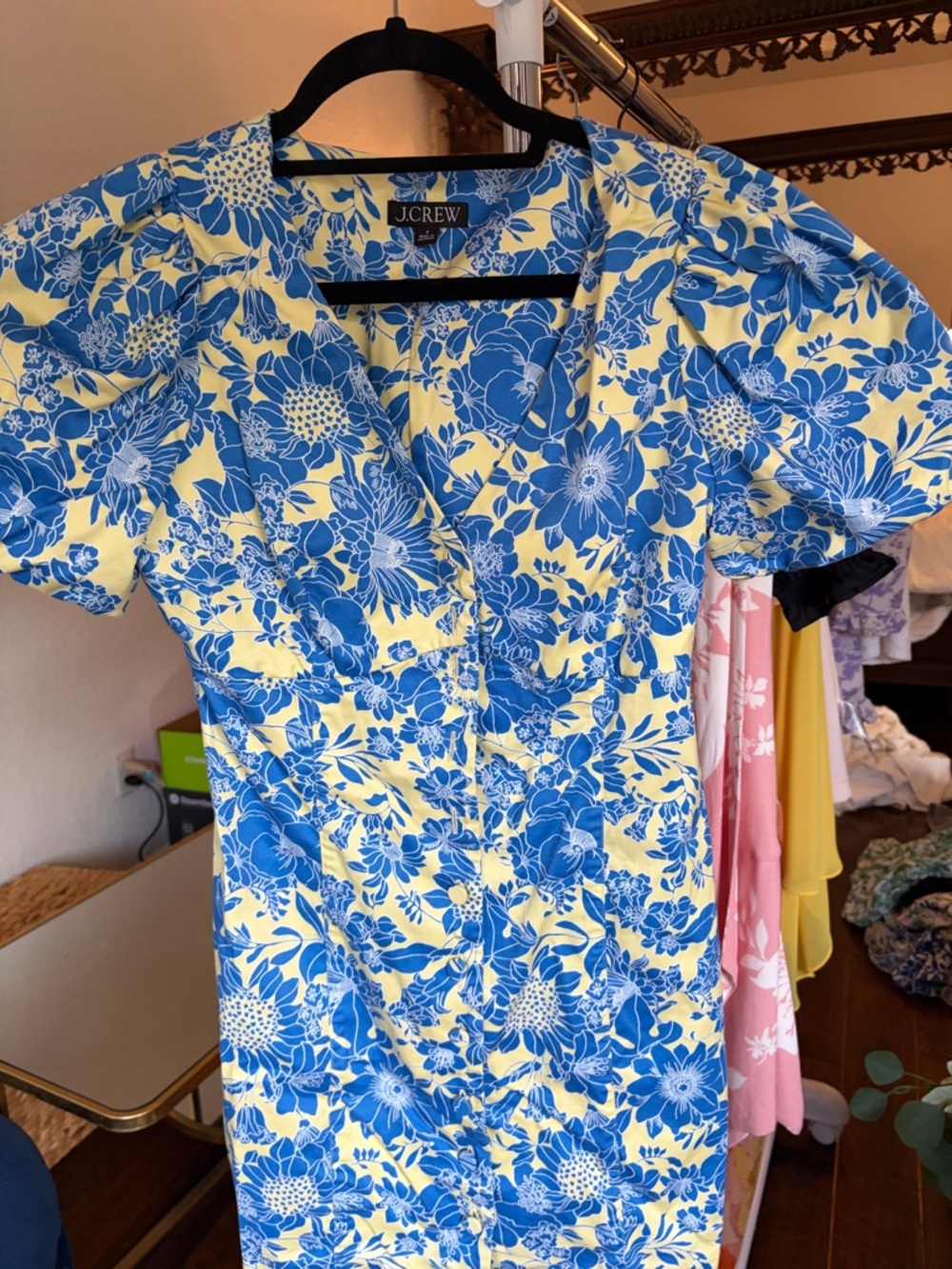 J. Crew Blue and Yellow Floral Mini Dress